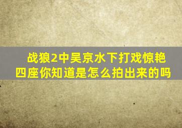 《战狼2》中吴京水下打戏惊艳四座,你知道是怎么拍出来的吗