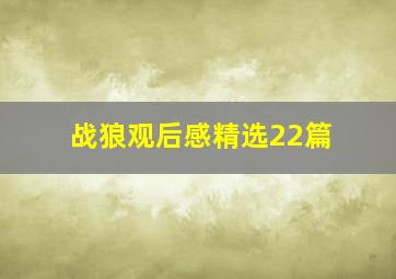 《战狼》观后感(精选22篇)