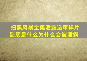 《扫黑风暴》全集泄露,送审样片到底是什么为什么会被泄露 