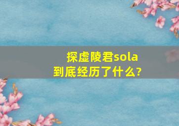 《探虚陵》君sola到底经历了什么?