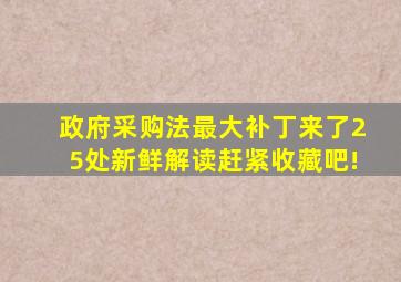 《政府采购法》最大补丁来了,25处新鲜解读,赶紧收藏吧!