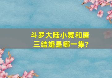 《斗罗大陆》小舞和唐三结婚是哪一集?