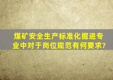 《煤矿安全生产标准化》掘进专业中,对于岗位规范有何要求?