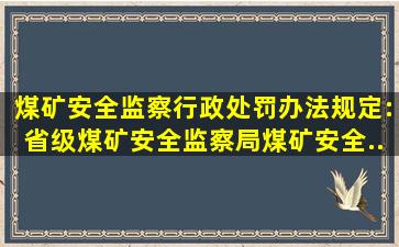 《煤矿安全监察行政处罚办法》规定:省级煤矿安全监察局、煤矿安全...