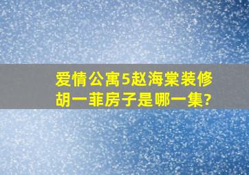 《爱情公寓5》赵海棠装修胡一菲房子是哪一集?