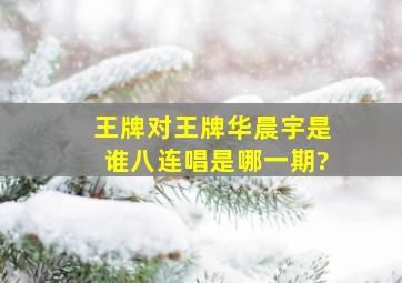 《王牌对王牌》华晨宇是谁八连唱是哪一期?