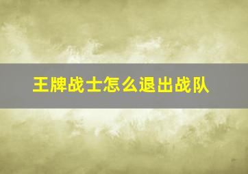 《王牌战士》怎么退出战队