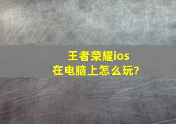 《王者荣耀ios》在电脑上怎么玩?