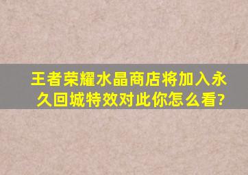 《王者荣耀》水晶商店将加入永久回城特效,对此你怎么看?