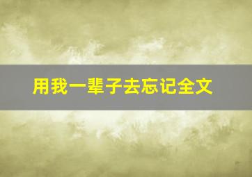 《用我一辈子去忘记》全文