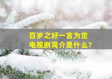 《百岁之好一言为定 》电视剧简介是什么?