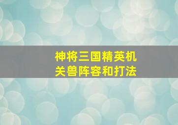 《神将三国》精英机关兽阵容和打法