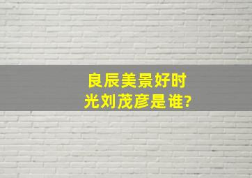 《良辰美景好时光》刘茂彦是谁?