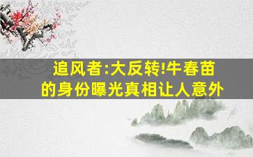 《追风者》:大反转!牛春苗的身份曝光,真相让人意外