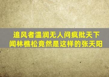 《追风者》温润无人问,疯批天下闻,林樵松竟然是这样的张天阳