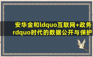 「安华金和」“互联网+政务”时代的数据公开与保护思路 