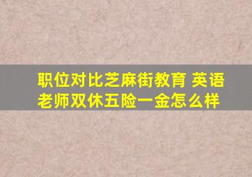 「职位对比」芝麻街教育 英语老师(双休五险一金)怎么样 