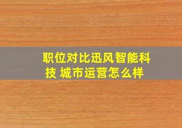 「职位对比」迅风智能科技 城市运营怎么样 