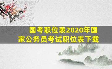 『国考职位表』2020年国家公务员考试职位表下载