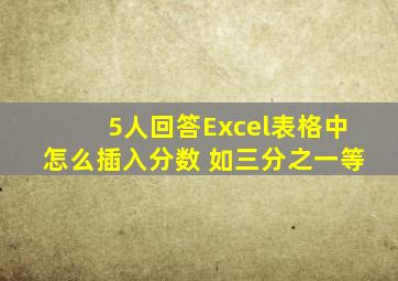 【5人回答】Excel表格中怎么插入分数 如三分之一等