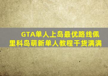 【GTA】单人上岛最优路线,佩里科岛萌新单人教程干货满满