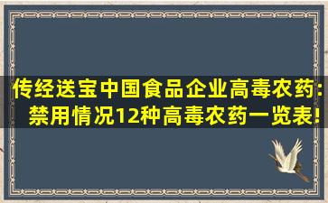 【传经送宝】中国食品企业高毒农药:禁用情况(12种高毒农药)一览表!!