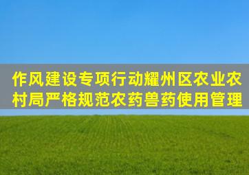 【作风建设专项行动】耀州区农业农村局严格规范农药兽药使用管理