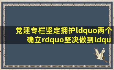 【党建专栏】坚定拥护“两个确立”坚决做到“两个维护”