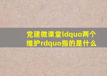 【党建微课堂】“两个维护”指的是什么