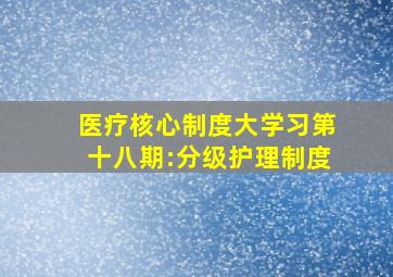 【医疗核心制度大学习】第十八期:分级护理制度