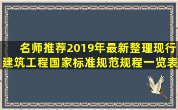 【名师推荐】2019年最新整理现行建筑工程国家标准规范规程一览表