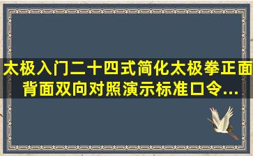 【太极入门】二十四式简化太极拳正面背面双向对照演示(标准口令...