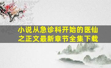 【小说】从急诊科开始的医仙之正文最新章节全集下载