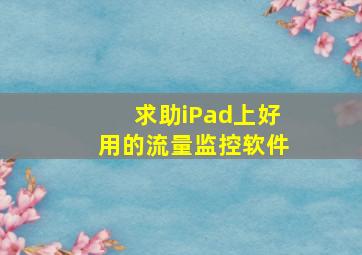 【求助】iPad上好用的流量监控软件