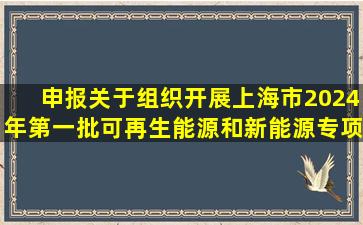 【申报】关于组织开展上海市2024年第一批可再生能源和新能源专项资金...