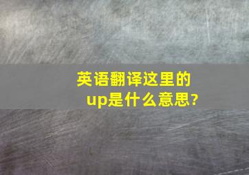 【英语】【翻译】这里的up是什么意思?