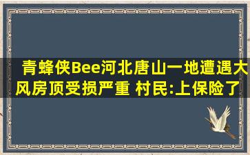 【青蜂侠Bee】河北唐山一地遭遇大风房顶受损严重 村民:上保险了,人没...