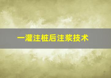 一、灌注桩后注浆技术 