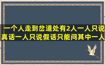 一个人走到岔道处,有2人,一人只说真话一人只说假话,只能问其中一人...