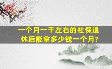 一个月一千左右的社保,退休后能拿多少钱一个月?