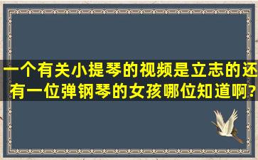 一个有关小提琴的视频,是立志的,还有一位弹钢琴的女孩,哪位知道啊?...