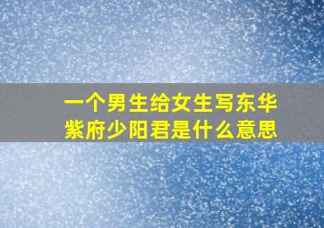 一个男生给女生写东华紫府少阳君是什么意思