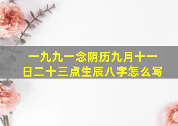 一九九一念阴历九月十一日二十三点生辰八字怎么写