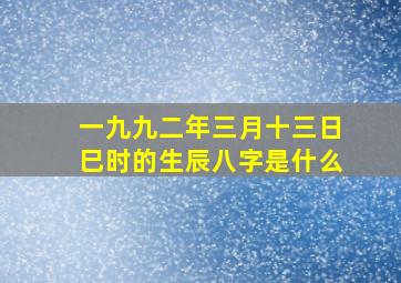 一九九二年三月十三日巳时的生辰八字是什么