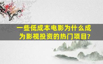 一些低成本电影为什么成为影视投资的热门项目?