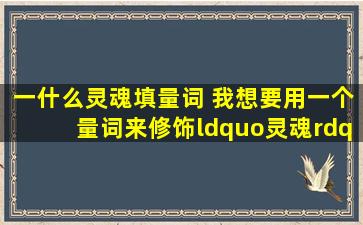 一什么灵魂填量词 我想要用一个量词来修饰“灵魂”这一词,