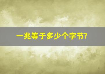 一兆等于多少个字节?