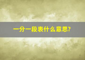 一分一段表什么意思?