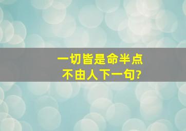 一切皆是命半点不由人下一句?