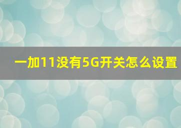 一加11没有5G开关,怎么设置